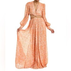 New Jonathan Simkhai Women Abstract Print Priya Dress Melon Leafy Floral Size 0